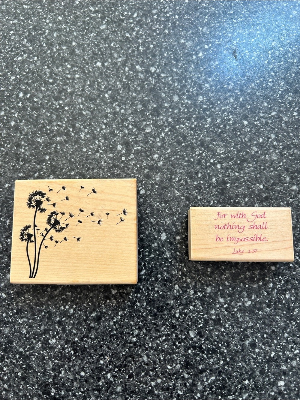 Wooden Dandelion Stamp Set in Natural Wood 2 pieces